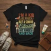 I'm a Kid at Heart But a Senior Citizen at Knees and Back humorous quote t-shirt design with vintage style