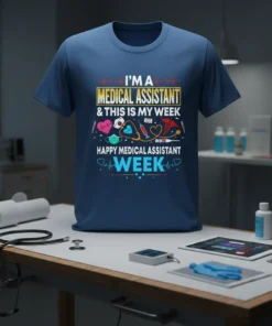 I'm A Medical Assistant & This Is My Week Happy Medical Assistant Week t-shirt with medical icons and heartbeat graphic