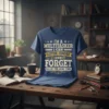 Navy blue t-shirt with bold yellow and white text: "I'm A Multitasker I Can Listen, Ignore And Forget All At