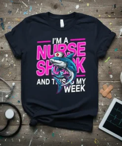 I'm A Nurse Shark And This Is My Week text with a cartoon shark wearing a nurse hat on a