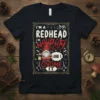 I'm a Redhead I'm Naughty And I Gnome It t-shirt with a cute gnome holding a lantern