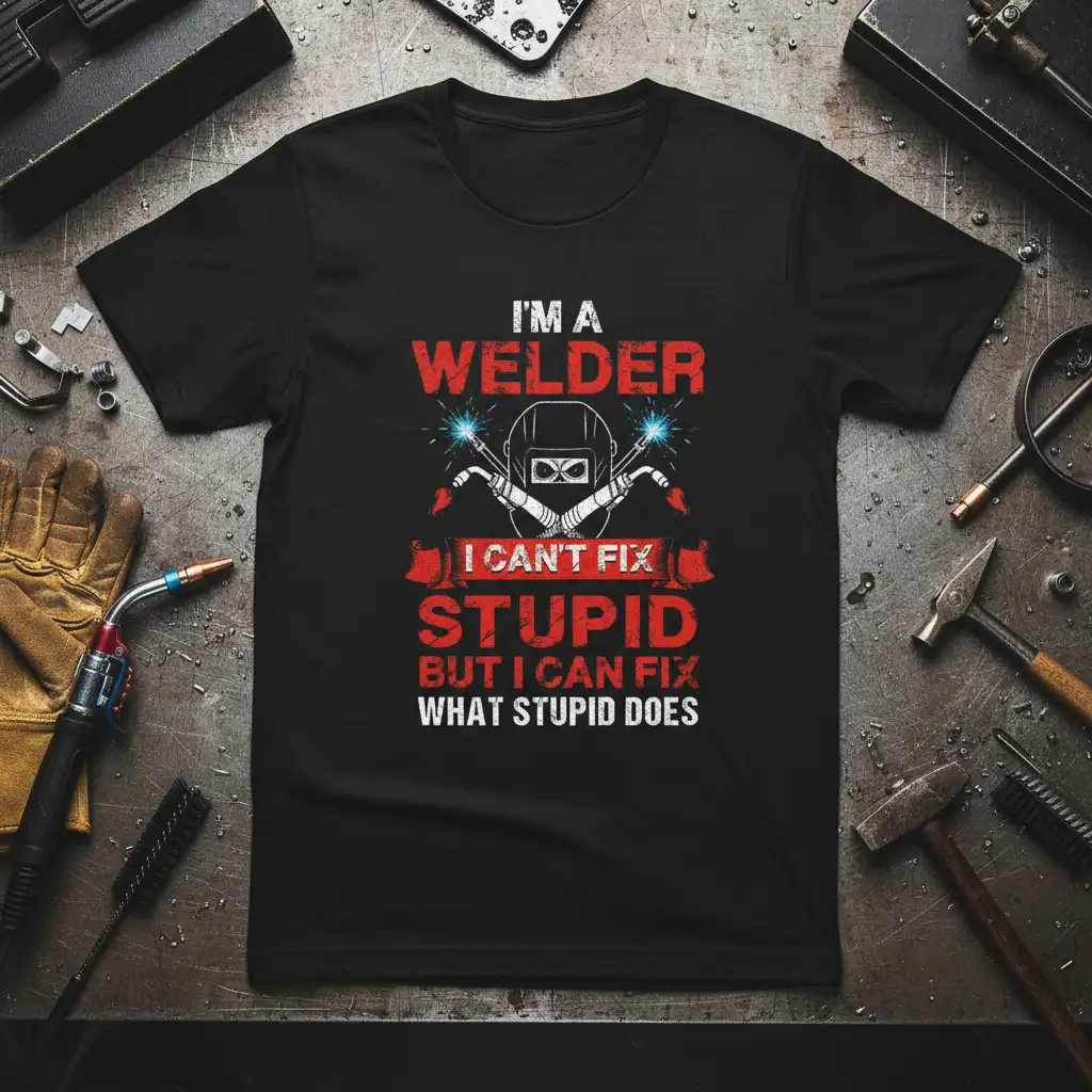 I'm a Welder I Can't Fix Stupid But I Can Fix What Stupid Does funny welder quote t-shirt design