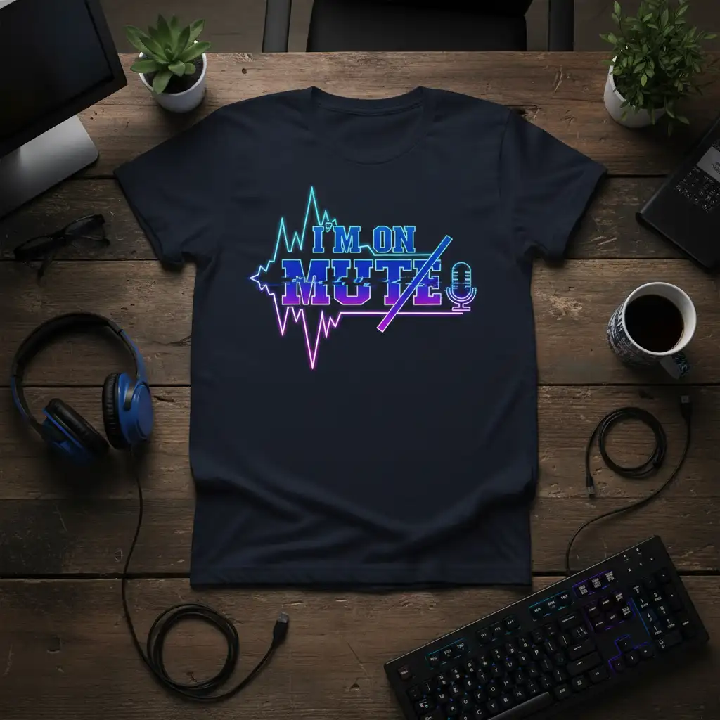 I'm ON MUTE audio wave and microphone graphic t-shirt design for streamers and podcasters
