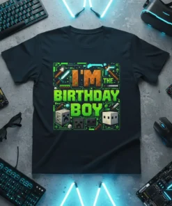 I'm The Birthday Boy t-shirt with pixel art gaming design for a boy's birthday celebration