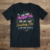 Birthday Girl quote t-shirt with colorful confetti, party hat, and gift box graphics. Features "I'm The Birthday Girl Uh, Uh