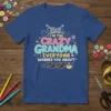 I'm the Crazy Grandma Everyone Warned You About t-shirt with knitting graphics and sunglasses