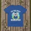 I'm The Most Koalified graduation t-shirt with a cute koala wearing a cap and gown and holding a diploma