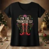 I'm The Princess Elf Christmas t-shirt design with crown, elf legs, and festive swirls