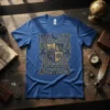 Blue t-shirt with gold emblem featuring "Iman, Ittihad, Nazm Paigham-e-Pakistan" text and Pakistani coat of arms elements