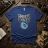 Immortal Images T-Shirt with a golden frame and a swirling blue and white mythical creature graphic