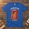 In Case of Fire Break Glass T-Shirt featuring a graphic of a red fire alarm box with a burning marshmallow