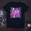 In My 11th Birthday Era text in groovy font with disco heart and retro graphics on a black t-shirt