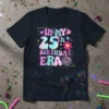 In My 25th Birthday Era t-shirt with groovy typography, tie-dye, leopard print, and disco ball graphic