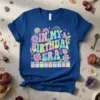 In My Birthday Era tie-dye t-shirt with retro lettering and colorful birthday graphics