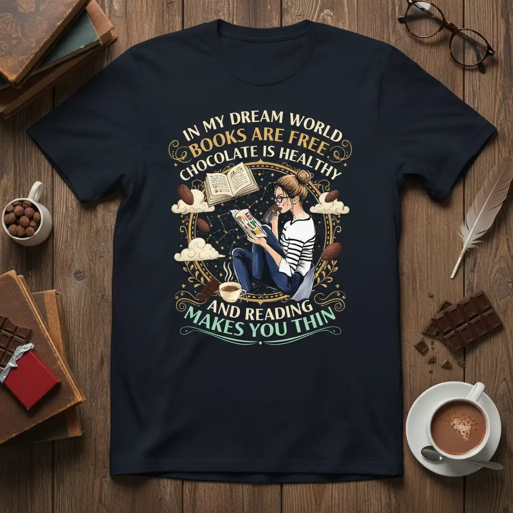 IN MY DREAM WORLD quote printed with stylish graphic on soft premium material t-shirt design