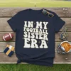 In My Football Sister Era t-shirt design with retro wavy font in cream and gold accents