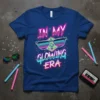 In My Glowing Era t-shirt with neon text, retro sunglasses, and starry background graphic