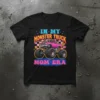In My Monster Truck Mom Era t-shirt design featuring a pink monster truck and bold text