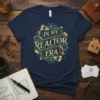 In My Realtor Era t-shirt design with ornate gold and teal lettering and house motifs