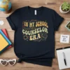 In My School Counselor Era text design with retro wavy font and school-themed graphics like a book and wreath