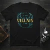 In My Villain Era text design with gothic wings on a black t-shirt, featuring golden and teal accents