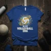 Blue t-shirt with "In My Volleyball Era" text and a graphic of a volleyball surrounded by golden rings