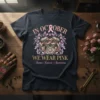 In October We Wear Pink Breast Cancer Awareness t-shirt with motorcycle engine and pink ribbon graphic