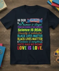 IN OUR AMERICA No text design featuring bold typography on quality t-shirt