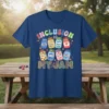 T-shirt with "Inclusion is My Jam" text featuring jars labeled Diversity & Respect, Acceptance, Educate, Advocate, Communication, Empathy, and Ability