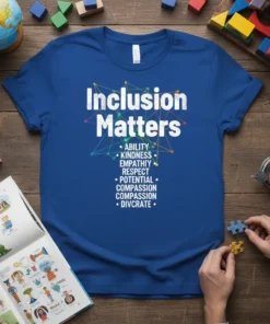 Inclusion Matters ABILITY KINDNESS text design featuring bold typography on quality t-shirt