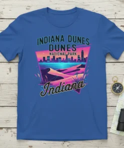 Indiana Dunes National Park Indiana retro graphic tee with skyline and desert dunes