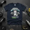 Installing MEOWSICLES PLEASE WAIT T-Shirt with a cat lifting weights and a progress bar graphic