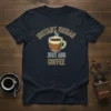 Instant Human Just Add Coffee t-shirt design featuring a steaming coffee cup and playful text