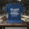 Introverted but willing to discuss airplanes text design with airplane graphic and gear details