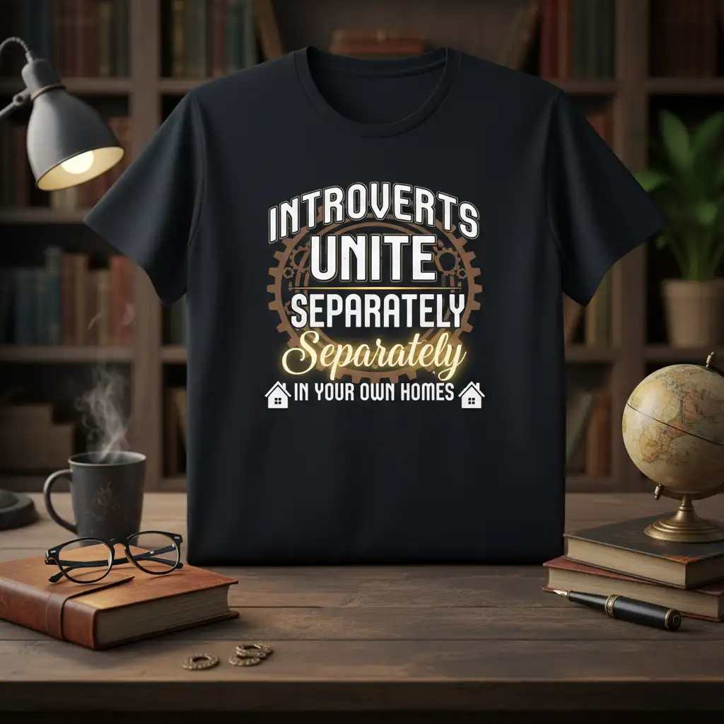 INTROVERTS UNITE SEPARATELY Separately quote printed with creative illustration on durable material t-shirt design