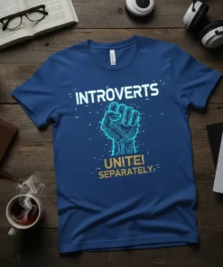 INTROVERTS UNITE! SEPARATELY creative graphic design printed on comfortable cotton t-shirt