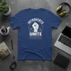 Introverts Unite Separately In Your Own Homes t-shirt with a raised fist graphic and house icons