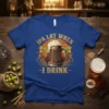 IPA Lot When I Drink t-shirt featuring a frothy beer mug, hops, and sunset graphic with vintage typography