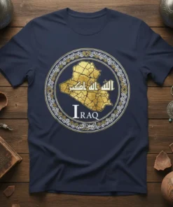Iraq Map Arabic Calligraphy T-Shirt detailed graphic design printed on comfortable cotton t-shirt