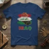 Iraq Map Flag Arabic Calligraphy T-Shirt detailed graphic design printed on comfortable cotton t-shirt