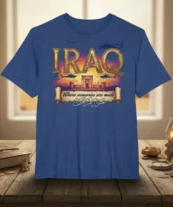 IRAQ Where memories are text design featuring bold typography on quality t-shirt