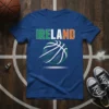 Ireland Basketball t-shirt with green, white, and orange text and a dynamic basketball graphic