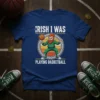 Irish I Was Playing Basketball t-shirt design with a leprechaun dribbling a basketball