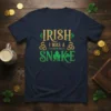 Irish I Was A Snake St. Patrick's Day T-Shirt with gold text and green snake graphic