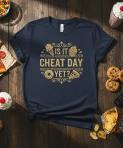 IS IT CHEAT DAY YET? creative graphic design printed on comfortable cotton t-shirt