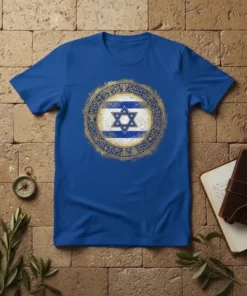Israel Flag Star of David creative graphic design printed on comfortable cotton t-shirt