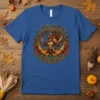 It Ain't Gonna Stuff Itself t-shirt featuring a warrior turkey with corn and pumpkins, celebrating Thanksgiving