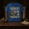 Frederick Douglass quote "It Is Easier To Build Strong Children Than To Repair Broken Men" on a blue t-shirt with