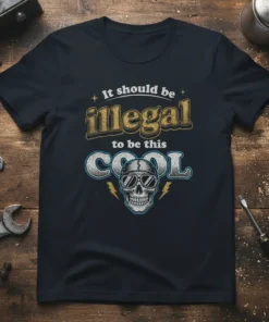 It should be illegal to be this COOL skull t-shirt with biker helmet and sunglasses graphic