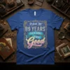 It took ME 89 YEARS TO LOOK THIS Good text in ornate frame on a blue t-shirt, vintage birthday design